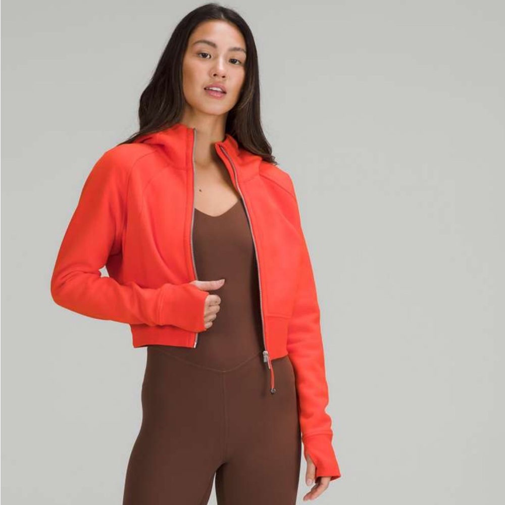 lululemon athletica Jacket Lululemon Scuba Full-Zip Cropped Hoodie Solar Orange - Picture 2 of 14